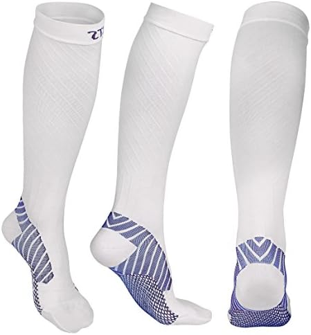 Compression Socks 20-30 mmHg for Men and Women, Graduated Athletic Compression Stockings Knee High for Running Nurse Pregnancy Flight Circulation Recovery(Size XL, White)