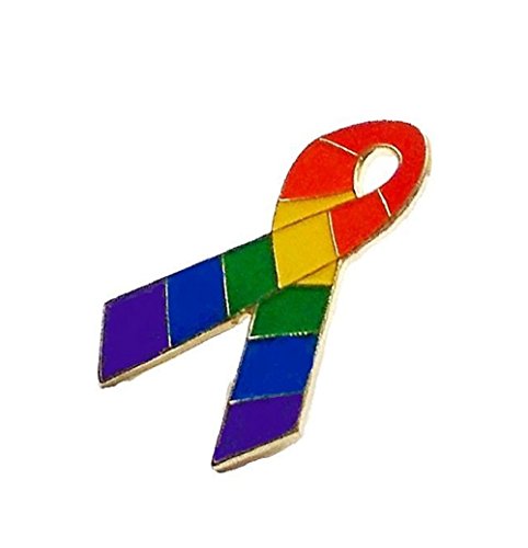 Gay & Lesbian Pride Rainbow Ribbon Lapel Hat Pin (1 pin)