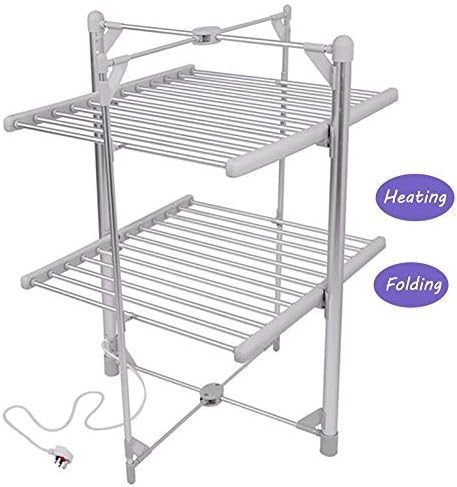 WFGT Electric Cloth Airer 2 Tier Heater Quick Foldable Portable Heated Clothes Airer Instant Heat 24 Heated Drying Bars Safe Not Hot Do Not Hurt Clothing 200W Low Running Costs