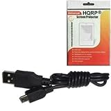 HQRP Male A to MINI B 5-PIN USB Cable compatible with Sony Handycam HDR-CX110 HDR-CX12 HDR-CX150 HDR-CX300 Camcorder plus HQRP LCD Screen Protector