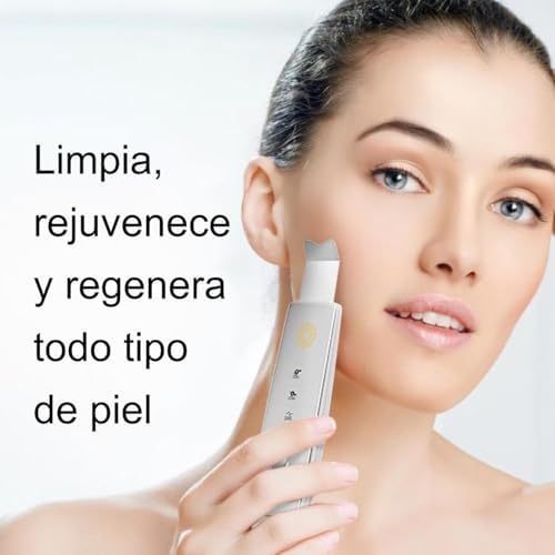 Dispositivo de Esfoliação Ultrassónica com 4 Funções: Ultrassons, Iões, EMS, LED, Remoção de Pontos Negros, Acne, Limpeza de Poros, Esfoliação (Levantamento do Kit de Iniciação)