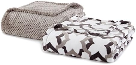 Velvet Plush 2-Pack Oversized Lounge Throws, 60" x 70" (Grey &amp; Konne)
