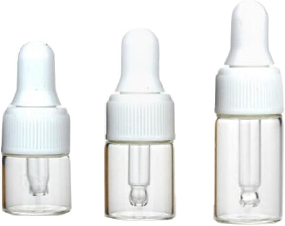Glass Dropper Bottles Mini 1/2/3ml Empty Cosmetic Sample Bottles Essential Oil Dropping Bottles Vials Perfume Lotion Liquid Container Bottles With Glass Eye Dropper And White Caps Pack of 15 (3ml)