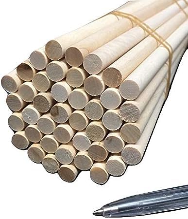 Trustleaf 10mm x 300mm Birch Hardwood Wooden Craft Sticks/Dowels - Seconds - Pack of 20 Dowels