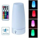 WRalwaysLX Retro LED Night Light Motion Sensor ,Small Table Lamp with Wireless Remote Control,Battery Powered Lamp for Kids Room,Bedroom,Kitchen
