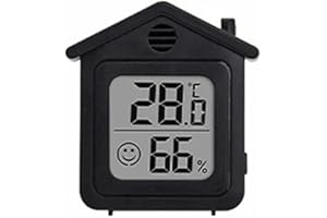 LCD Digital Thermometer & Hygrometer – Black Indoor Temperature and Humidity Monitor with Weather Station Display for Home