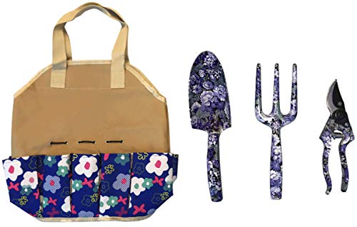 Garden Tools For Woman and Men | Heavy Duty Organizer Tote | Great Gardening Gifts | 4 Piece Garden Tool Kit Includes Trowel, Cultivator and Pruning Shear, | Gardeners Supply Floral Garden Design