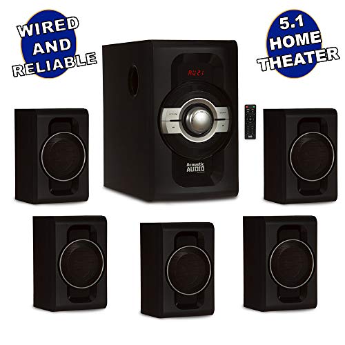 Acoustic Audio by Goldwood AA5240 Home Theater 5.1 Bluetooth Speaker System with USB and SD Inputs, Black - Image 2