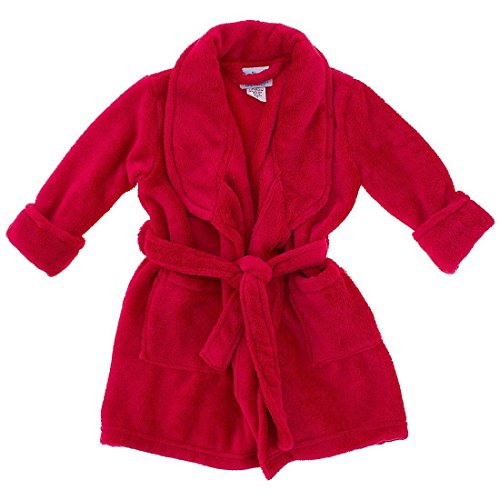 Cozytime Little Girls' Sizes 414 Bath Robe Red Soft Plush Coral Fleece