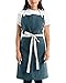 Caldo Linen Kitchen Apron - Mens and Womens Linen Bib Apron - Adjustable with Pockets (Spruce)