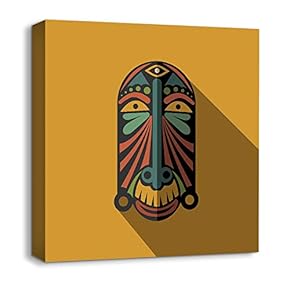 Canvas Wall Art African Culture Pattern Painting Artwork for Home Prints Framed - 12x12 inches