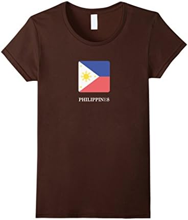 Women's Philippines National Flag T-shirt White Letter Filipino Flag Small Brown