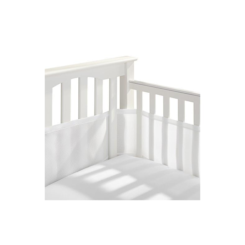 BreathableBaby Breathable Mesh Crib Liner – Classic Collection – White – Fits Full-Size Four-Sided Slatted and Solid…