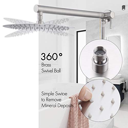 KES Rain Shower System 12 Inch Round Rainfall Shower Head with Handheld