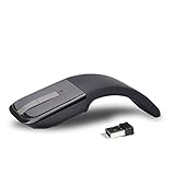 Hao Kaisen Mini Folding Mouse 2.4GHz Arc Optical Touch Wireless Mouse with USB Receiver Suitable for Notebook (Black)