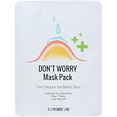 A.C PROMISE LINE Don't Worry Mask Pack, Soothing Sheet Mask for Sensitive and Acne-Prone Skin, After Sun Care, Blemish Control, Korean Skin Care, 5 Count