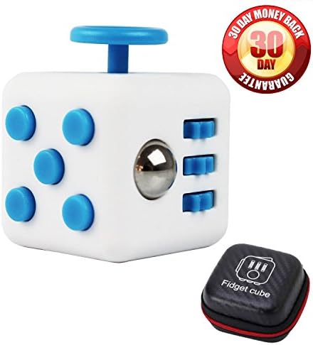 POKKOP 2017 Fidget Dice Cube Stress Relief Anxiety Toy Focus Gift 6 Adult Side Kids Adults Fun Toys Magic Desk Child Attention (White and Blue)