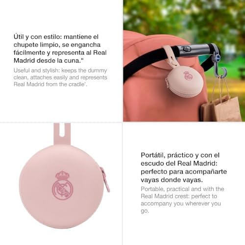 - Porta-chupetas de silicone rosa Real Madrid |Seguro para Micro-ondas |Seguro para Máquina de Lavar Loiça|Livre de BPA
