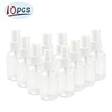 [10PCS] 2 oz Clear Plastic Spray Mist Bottles Pipette Atomiser Essential Oil Cosmetic Perfume for Travel (White)