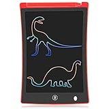 KURATU LCD Writing Tablet 8.5 inch Electronic Colorful Lines Drawing Pad for Kids Portable Reusable E-Writer Elder Message Board Digital Handwriting Pad Doodle Board for School Fridge or Office (Red)