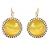 Navachi 18k Gold Plated Crystal Yellow created-opal Round Az1009h Leverback Hoop Earrings