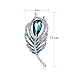 Merdia Brooches Pin for Women Bridal Glittery Crystal Feather Brooch Blue