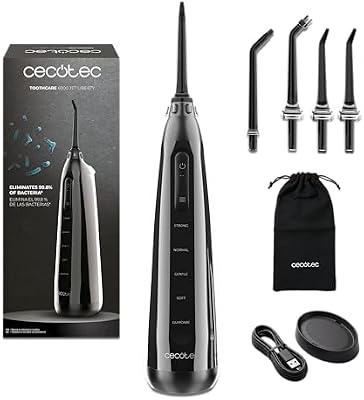 Irrigador Bucal Portátil ToothCare 6000 Jet Liberty. Irrigador Dental, Autonomía 30 Días, Tanque 180ml, Presión Ajustable 30-80 PSI, Cabezales Magnéticos, Frecuencia Pulso 1500 veces/min, IPX7