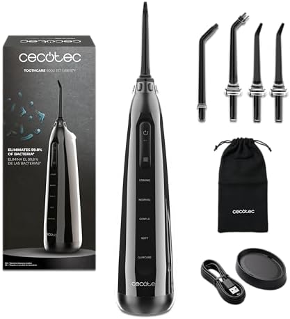 Munddusche ToothCare 6000 Jet Liberty, 180 ml, 1500 Impulse/Min, 5 Modi inkl. GumCare, 4 magnetische 360°-Düsen, IPX7 wasserdicht, 30 Tage Akku, Ladestation, Auto-Off nach 90 Sekunden