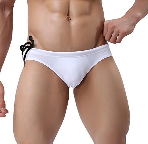TESOONMen's Sexy Low Rise Swimsuits Bikini Swimming Briefs Swimwear with Adjustable Drawstring