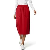 MediChic Women's Cargo 5-Pocket Scrub Skirt – 34" Length, Knit Waist, Flex Fabric