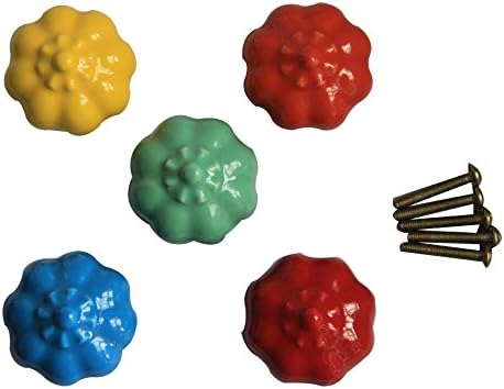 Ceramic Pumpkin Drawer Knobs, 40mm 5 Pack Colorful Cabinet Kitchen Dress Knobs And Pulls