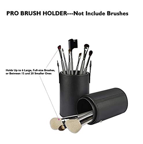 LanMa Makeup Brush Holder,Large Vegan Leather Cylinder Box Bags for Portable Cosmetic Makeup Case Storage Makeup Bags for Traveling or Bedroom Vanity(PU Black) - Thumbnail 3
