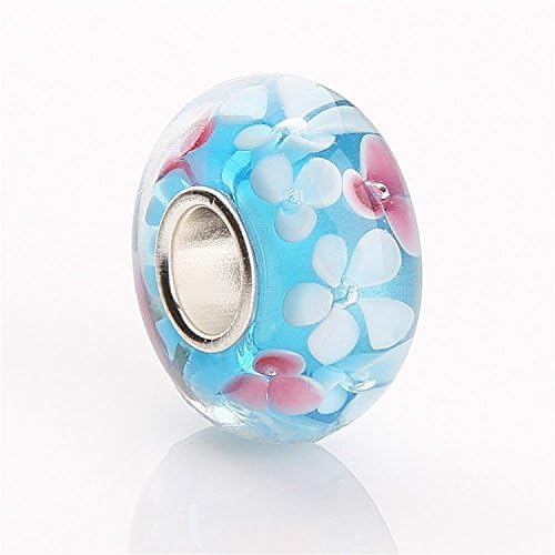 HYBEADS One Per 925 Silver Lampwork Murano Glass European Beads - Compatible with Most European Style Charm Bracelets.