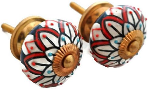 StarZebra Set of 2 - Handmade Hand-painted Ceramic Knobs &amp; Pulls - Decorative Handles for Cabinets / Dressers / Drawers - Home Decor (Festival)