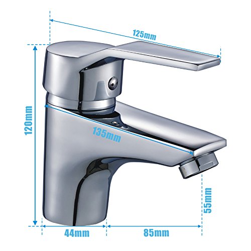 FChome Bathroom Sink Faucet Basin Faucets Brass Single Hole Mixe Tap Deck Mounted, Polished Chrome