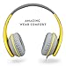 Headphones, Sound Intone I65 Headphones with Microphone and Volume Control for Travel, Work, Sport , Foldable Headset for Iphone and Android Devices, Valentines Day Gifts (Gray/yellow)
