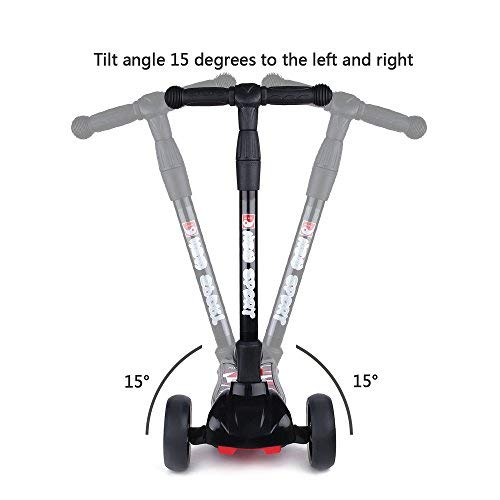 New Olym Kids Scooter for Boys and Girls 3 Flashing Wheels,Foldable with 4 Adjustable Height|All-Covered Brake Great for Toddlers Ages 3-14 Years Black