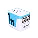 Zoppen International Travel Adapter 4 USB Charging Port Smart Wall Charger, All-in-one Universal Plug (US/JP UK EU AU/CN) w/ Worldwide Outlets & AC Socket - Surge Protector, Blue / White