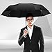 ISIDO Windproof Umbrella 10 Ribs Travel Umbrella with UV Protection Coating Auto Open Close and Upgraded Anti-Slip Handle - Gift Leather Cover