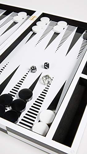 Jonathan Adler Men's Lacquer Op Art Backgammon Set, Black/White, One Size