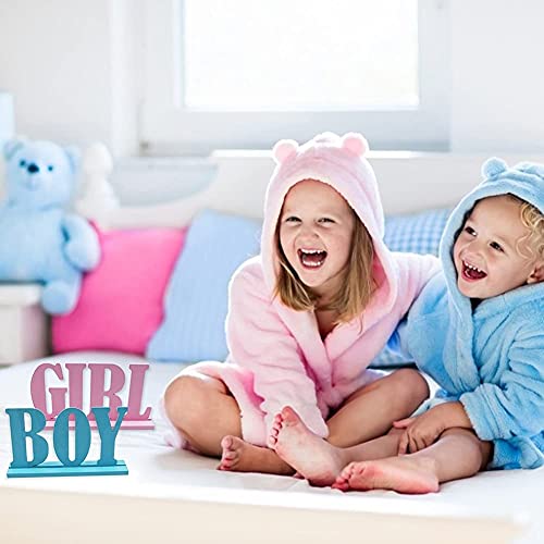 JTRF Boy Girl Wooden Table Decorations,Gender Reveal Table Decorations Boy Girl Letter Table Signs with Bases Decorative Centerpieces Signs Wooden Tabletop Decor for Tier Tray,School Supplies(1set)