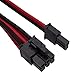 Corsair CP-8920183 Premium Individually Sleeved PCIe Cables With Dual Connectors, Red/Black