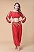 ZLTdream Belly Dance Chiffon Long Sleeves Top and Lantern Coins Pants Red