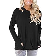 Angerella Casual Loose Fit Pocket Shirts for Women Comfy Cute Printed Tunic Tops Baggy Blouse