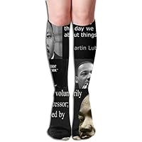 NBteach Martin Luther King Jr Day MLK Speech Themed Clothing Apparel Leg Mid Tall Long Tube Knee High Calf Stocking Costume Clothes Dresses Hi Female Ladies Women Girl Teen Youth Hosiery Socks