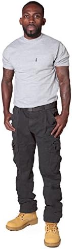Mens Cargo Pants with belt - Grey Cargo pockets fashion Pants Dark Grey hip
