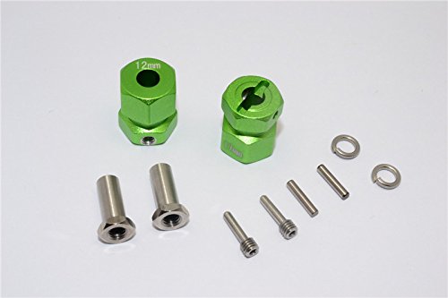 Axial RR10 Bomber / HPI Venture FJ Cruiser Upgrade Parts Aluminum Wheel Hex Adapter (Inner 5mm, Outer 12mm, Thickness 17mm) - 2Pcs Set Green