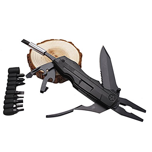GETUHAND Multitool Knife 8-in-1 Multi Purpose Tools with Folding Knife Plier,Sheath and Bit Set Kit in Durable Black Oxide Stainless Steel for Hiker, Hunter, Solid Reliable Multi Tool Pocket Knife