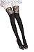 Zelta Women's Lace Top Over the Knee Socks Stocking Knee-High Hosiery Soft Cotton (Black)