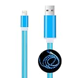 Lightning Cable, Bambud Flowing LED Light Up iPhone Charger Cable 3 ft USB A to Lightning Sync and Charging iPhone Cable Cord for iPhone 7/7 Plus/6s/6s Plus/6/6 Plus/5s/5c/5/iPad/iPod (iOS Light Blue)